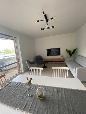 Three Lakes Valley Apartment - Living room with balcony view